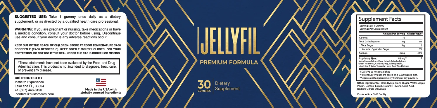 JellyFil supplement facts label